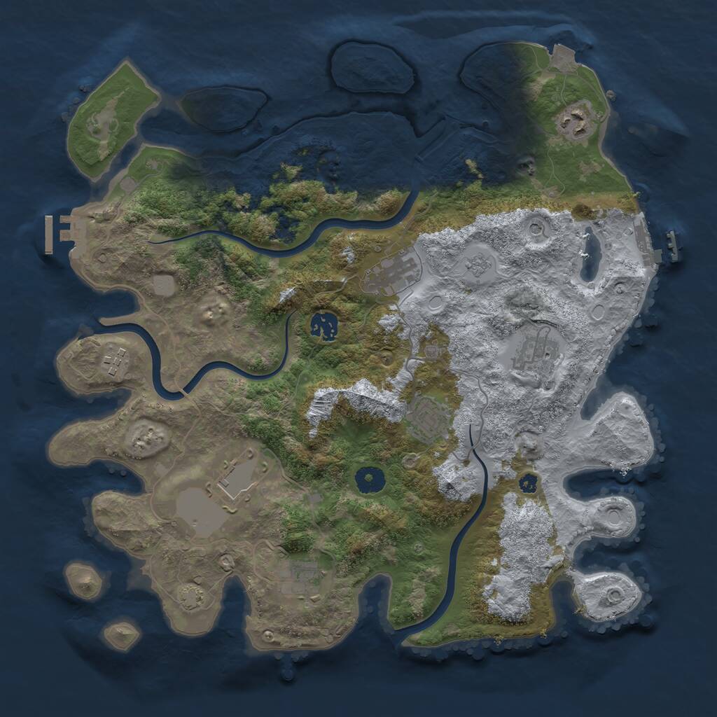 Rust Map: Procedural Map, Size: 3750, Seed: 1777045726, 14 Monuments