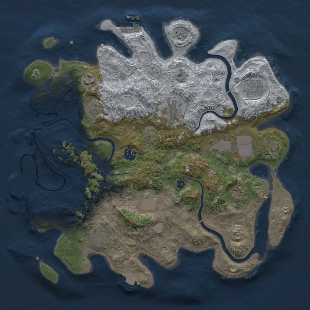 Rust Map: Procedural Map, Size: 3750, Seed: 1498113915, 16 Monuments
