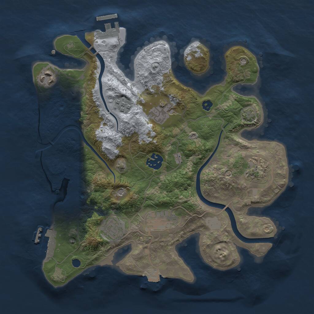 Rust Map: Procedural Map, Size: 3000, Seed: 691973890, 12 Monuments