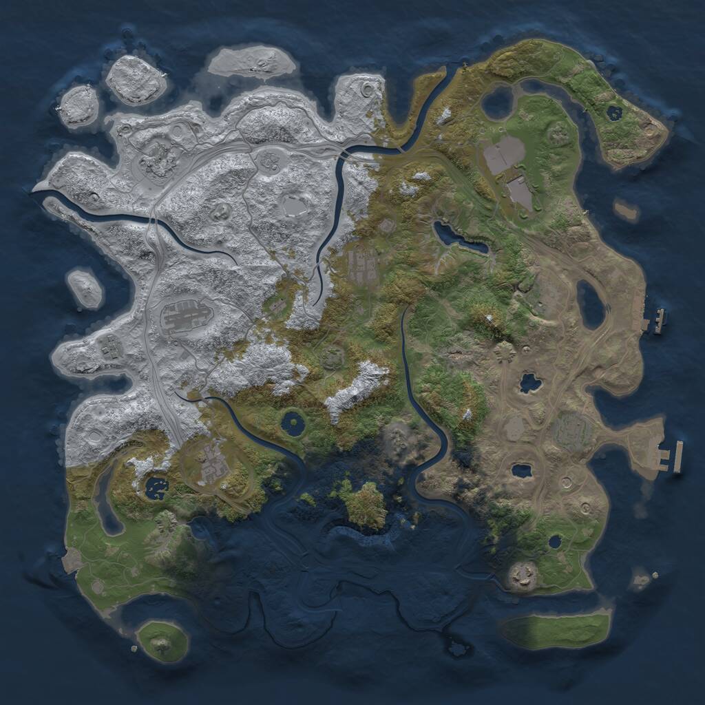 Rust Map: Procedural Map, Size: 4500, Seed: 1226476090, 16 Monuments