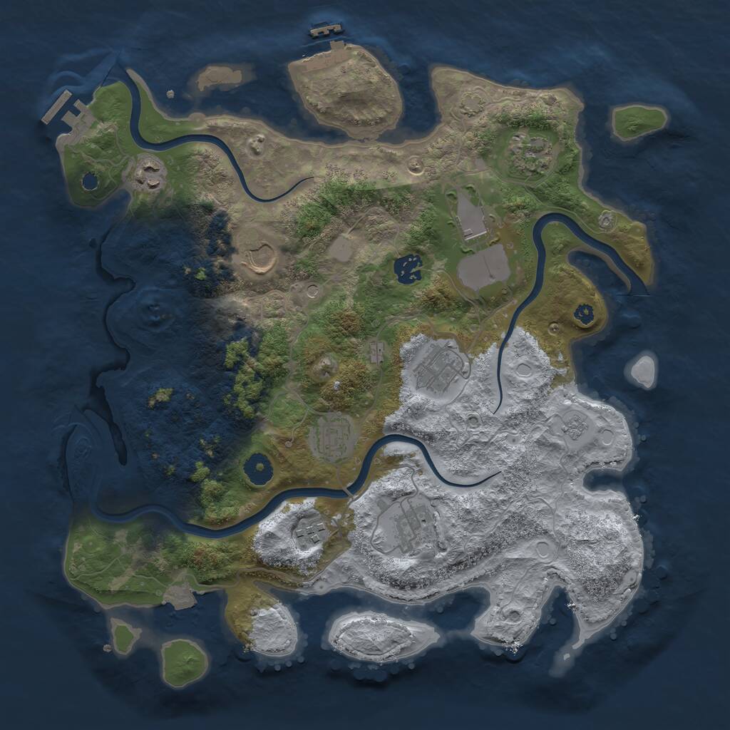 Rust Map: Procedural Map, Size: 3700, Seed: 2138502491, 15 Monuments