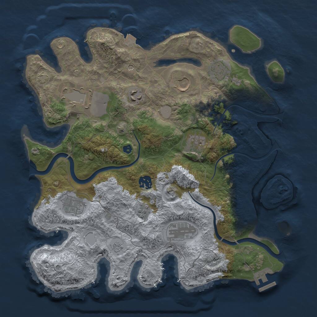 Rust Map: Procedural Map, Size: 3500, Seed: 785397, 14 Monuments