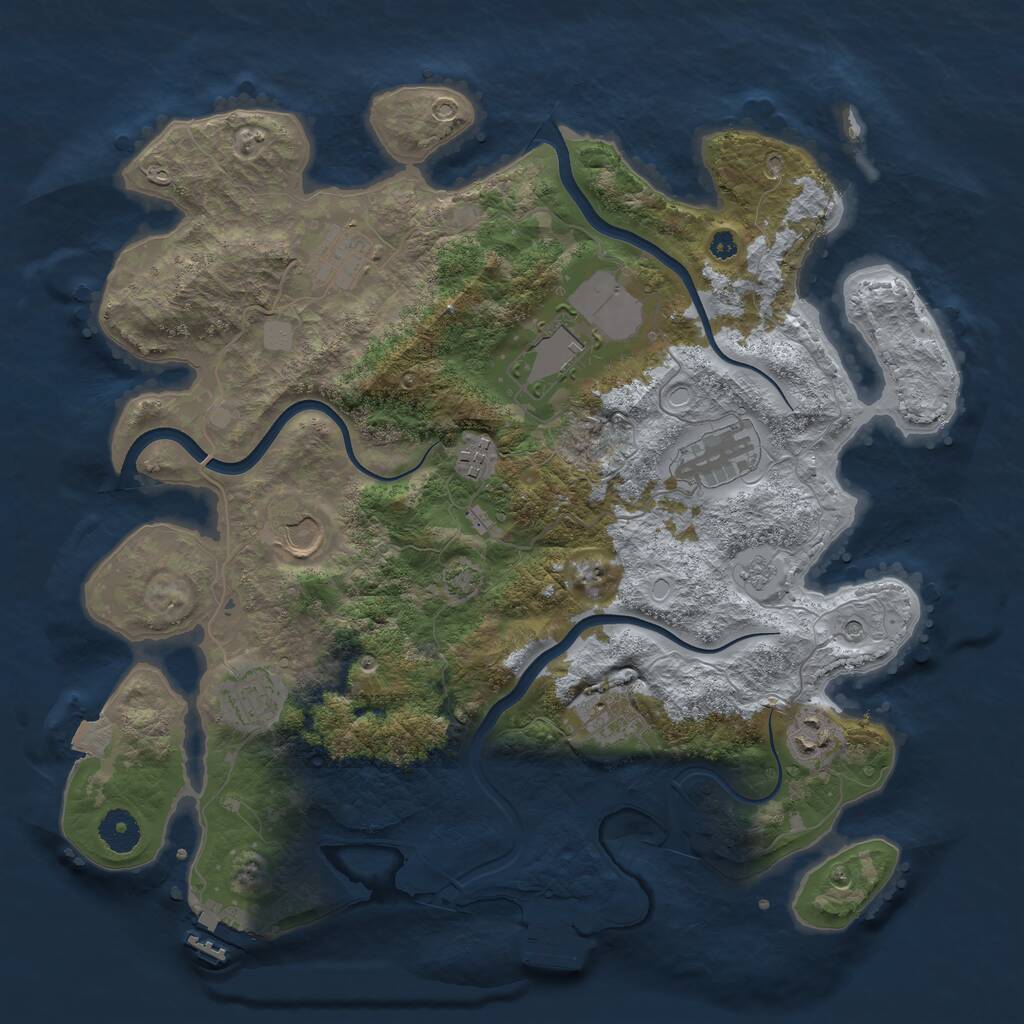 Rust Map: Procedural Map, Size: 3750, Seed: 1710260411, 14 Monuments