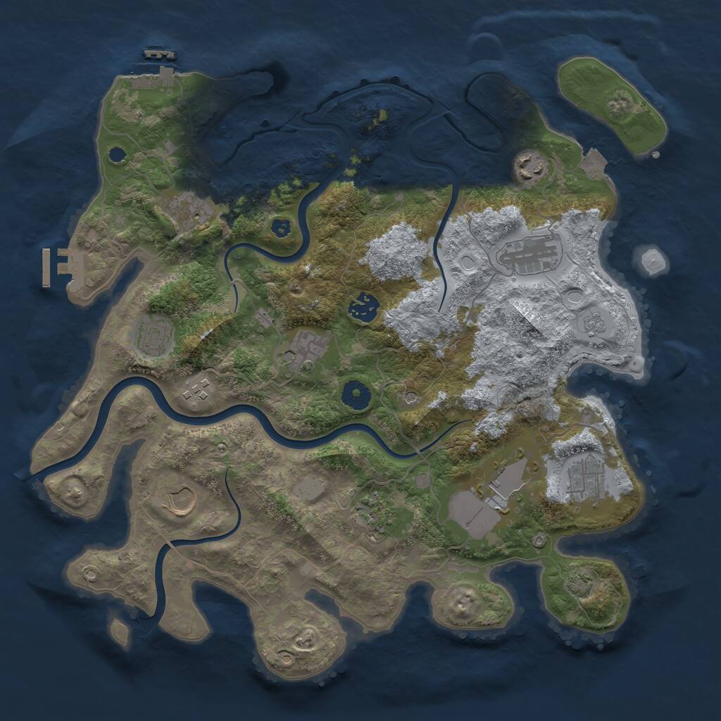 Rust Map: Procedural Map, Size: 3750, Seed: 789851302, 17 Monuments