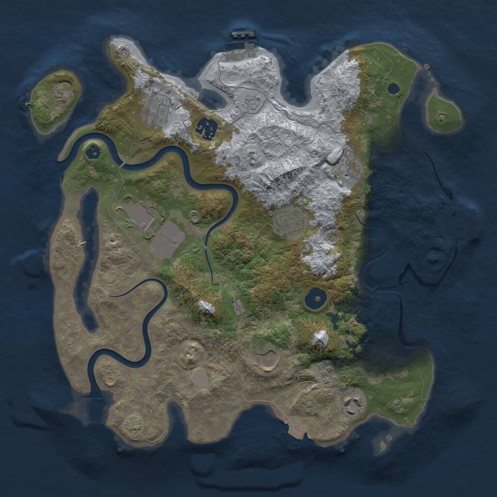 Rust Map: Procedural Map, Size: 3500, Seed: 2069954503, 14 Monuments