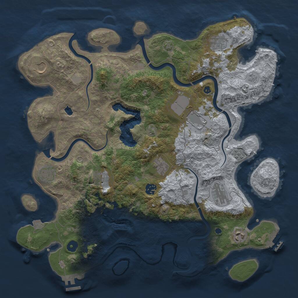Rust Map: Procedural Map, Size: 4050, Seed: 748392615, 16 Monuments