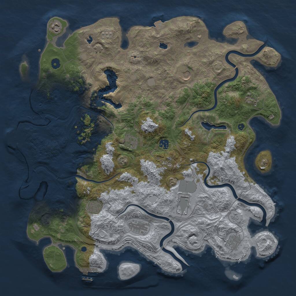 Rust Map: Procedural Map, Size: 4500, Seed: 2135040418, 16 Monuments