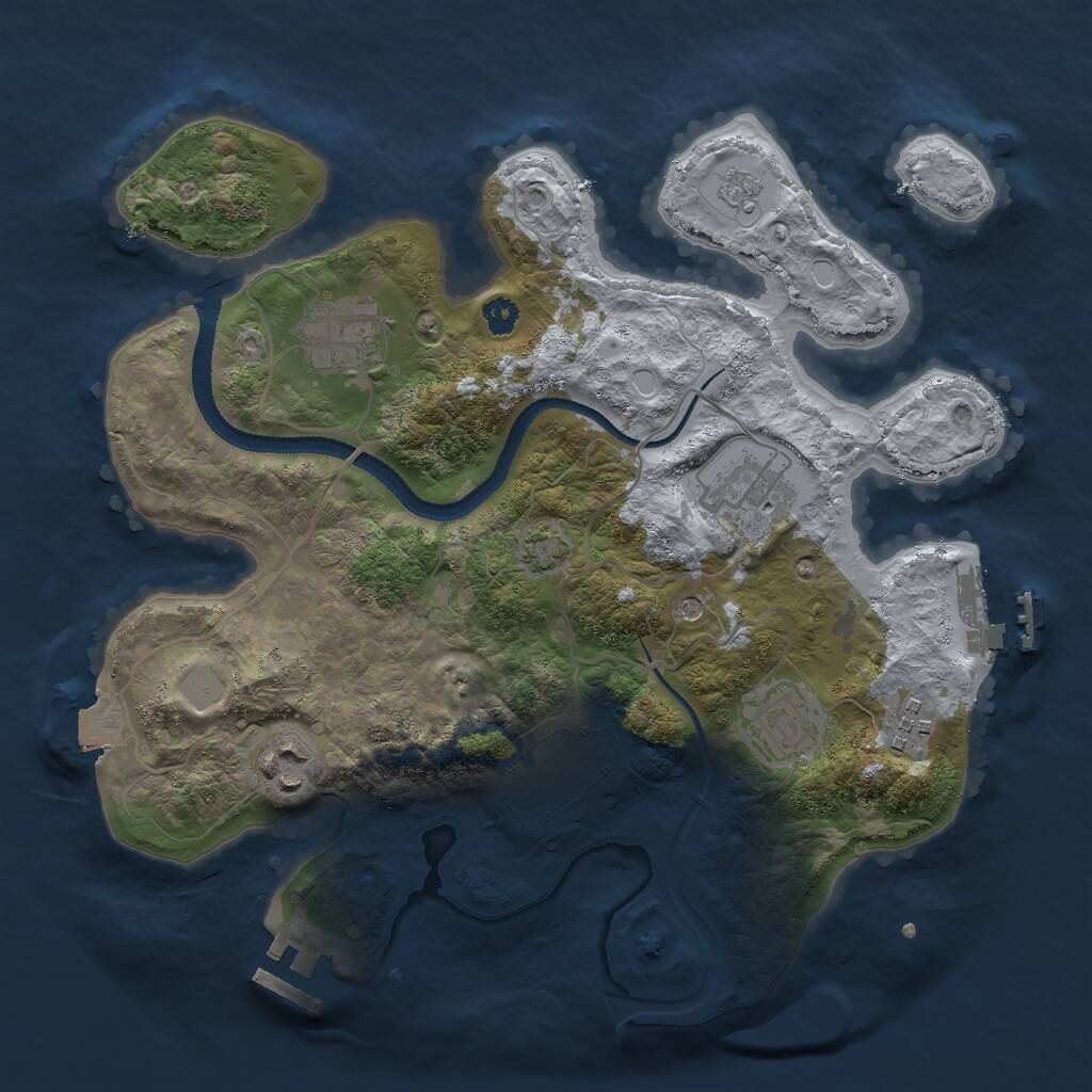 Rust Map: Procedural Map, Size: 3000, Seed: 28543, 12 Monuments