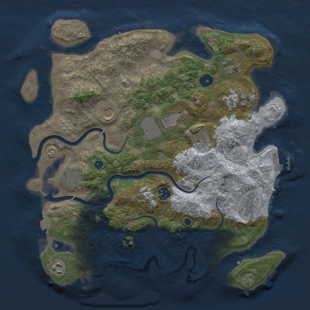 Rust Map: Procedural Map, Size: 3700, Seed: 174627404, 15 Monuments