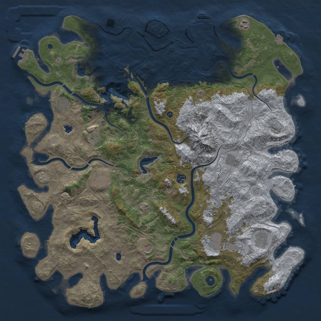 Rust Map: Procedural Map, Size: 5100, Seed: 1943542935, 17 Monuments