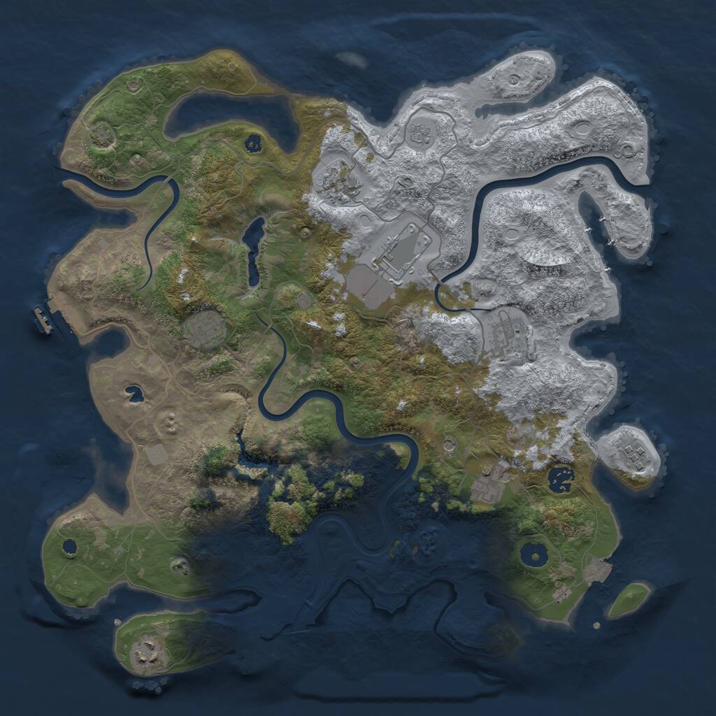 Rust Map: Procedural Map, Size: 4000, Seed: 1813601681, 14 Monuments