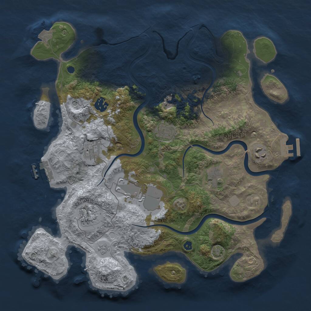 Rust Map: Procedural Map, Size: 3500, Seed: 1572934184, 14 Monuments