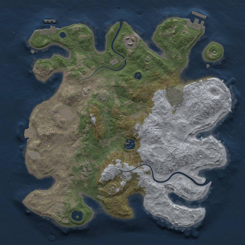 Rust Map: Procedural Map, Size: 3300, Seed: 1290750168, 11 Monuments