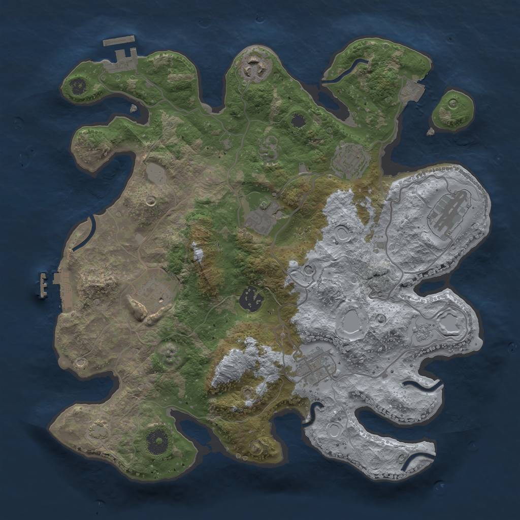 Rust Map: Procedural Map, Size: 3300, Seed: 1290750168, 15 Monuments