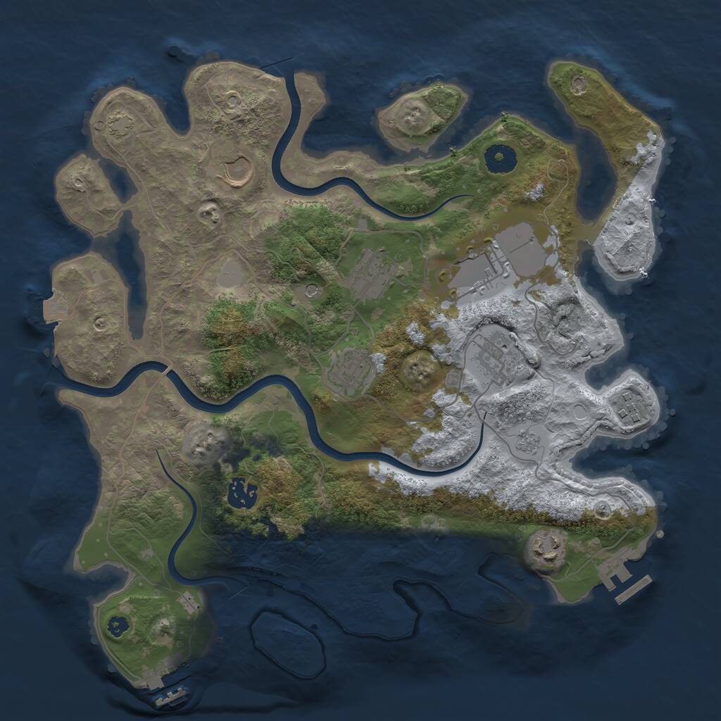 Rust Map: Procedural Map, Size: 3500, Seed: 1149113487, 14 Monuments