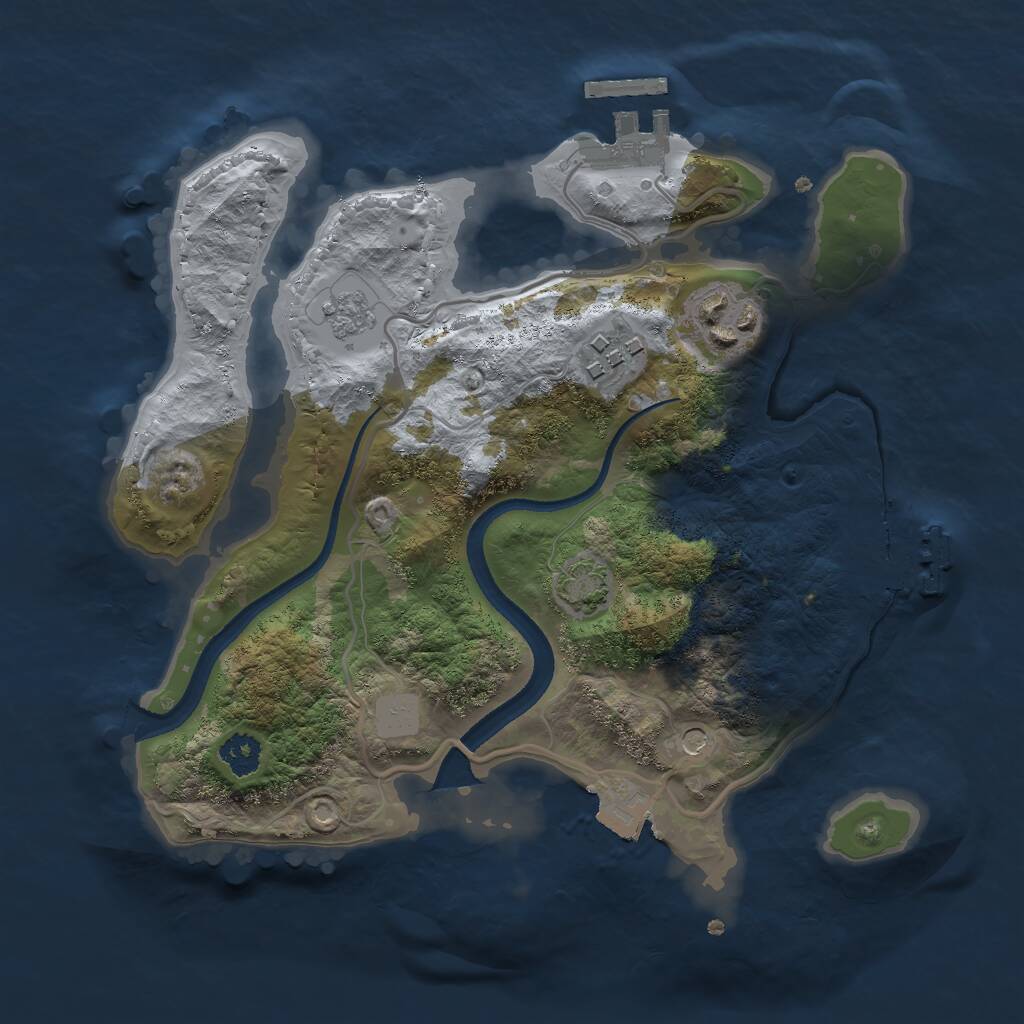 Rust Map: Procedural Map, Size: 2500, Seed: 10465, 8 Monuments