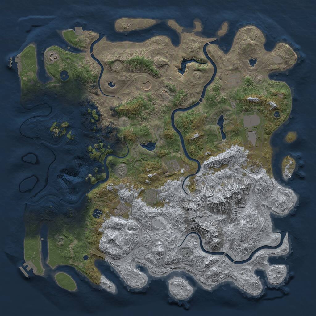 Rust Map: Procedural Map, Size: 5000, Seed: 591832, 16 Monuments
