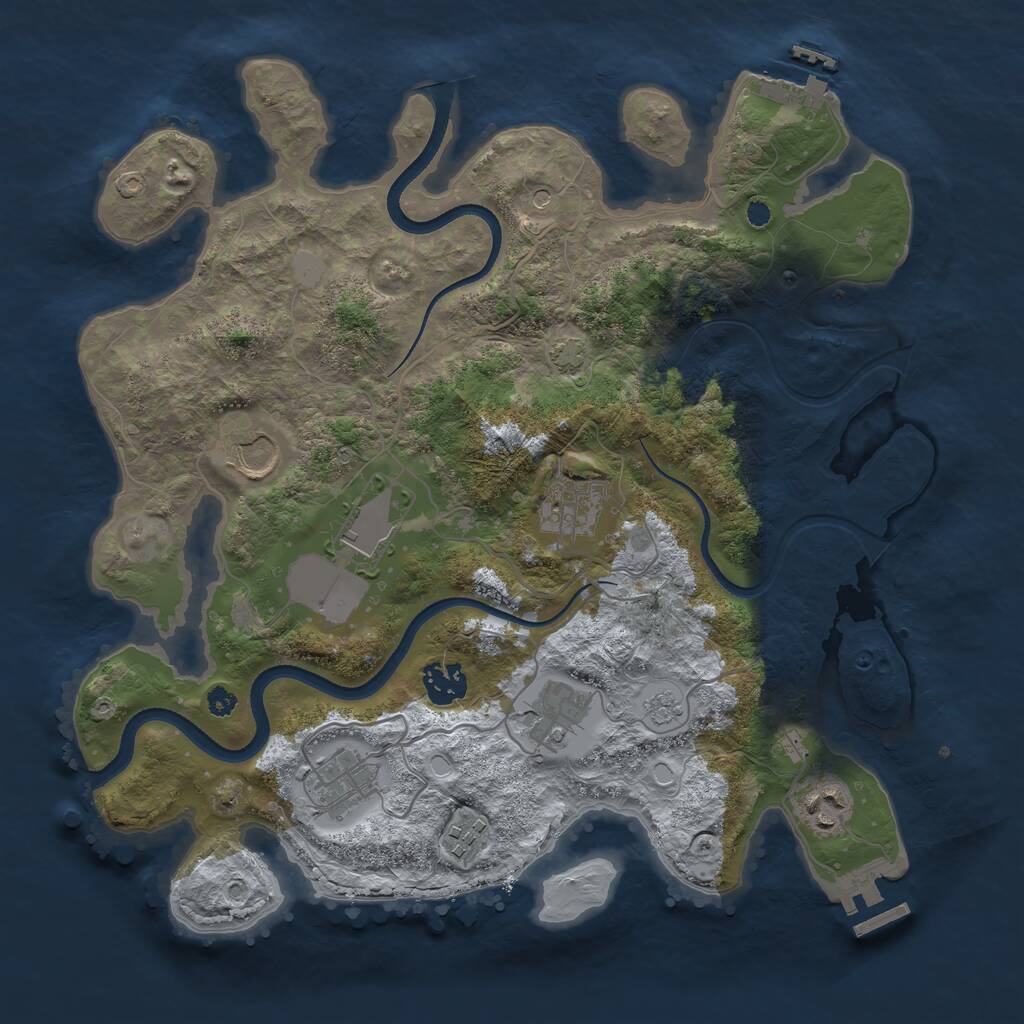 Rust Map: Procedural Map, Size: 3500, Seed: 295585548, 14 Monuments