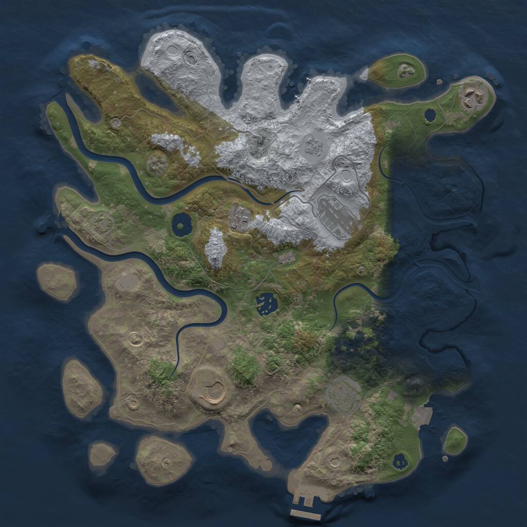 Rust Map: Procedural Map, Size: 3500, Seed: 718106821, 11 Monuments