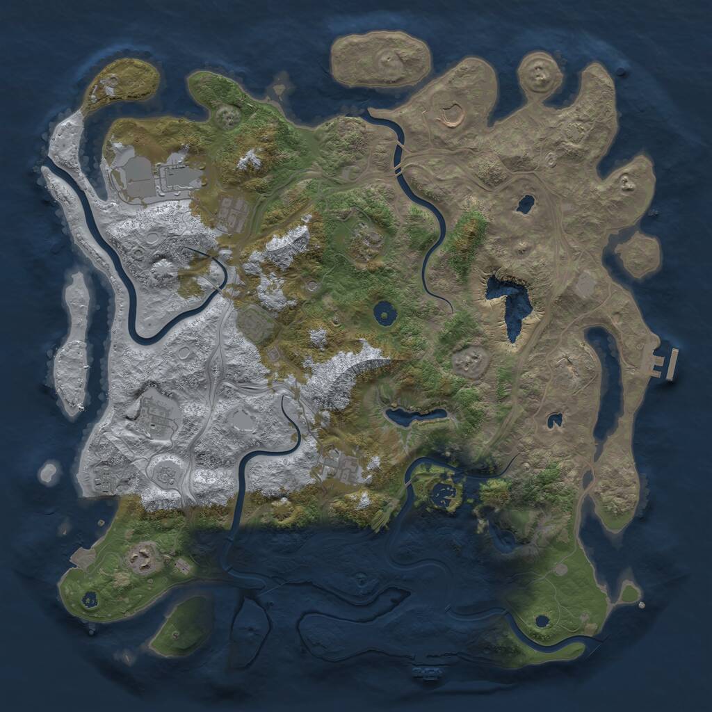 Rust Map: Procedural Map, Size: 4500, Seed: 538358324, 16 Monuments
