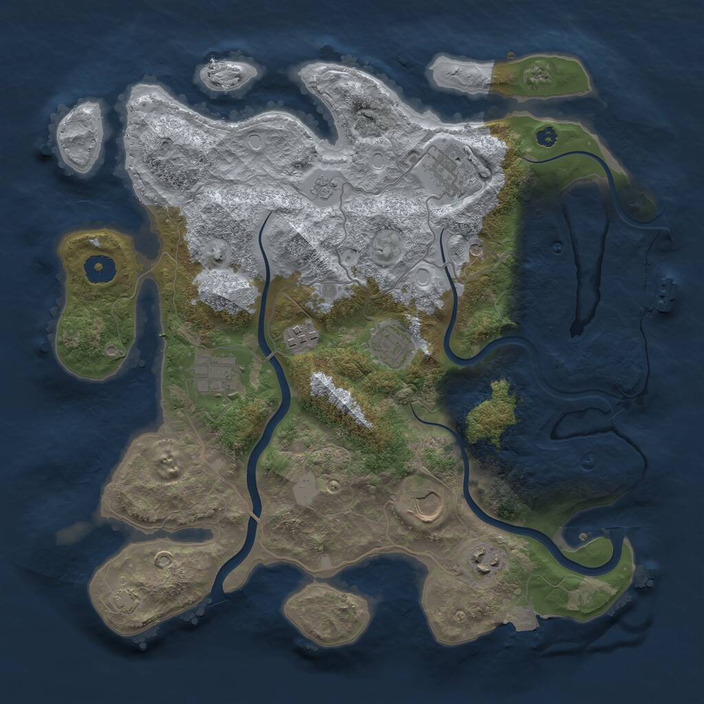 Rust Map: Procedural Map, Size: 3500, Seed: 1936684923, 11 Monuments