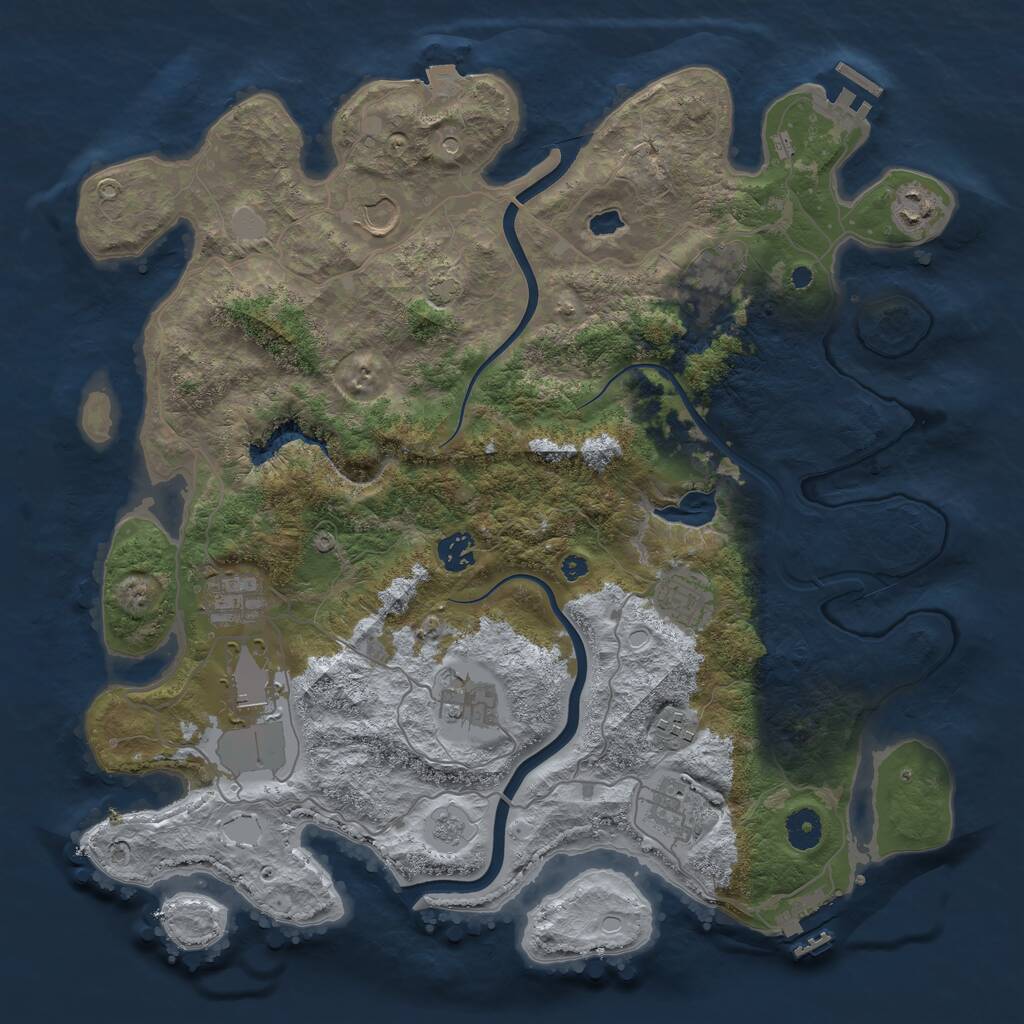 Rust Map: Procedural Map, Size: 4000, Seed: 32432, 16 Monuments