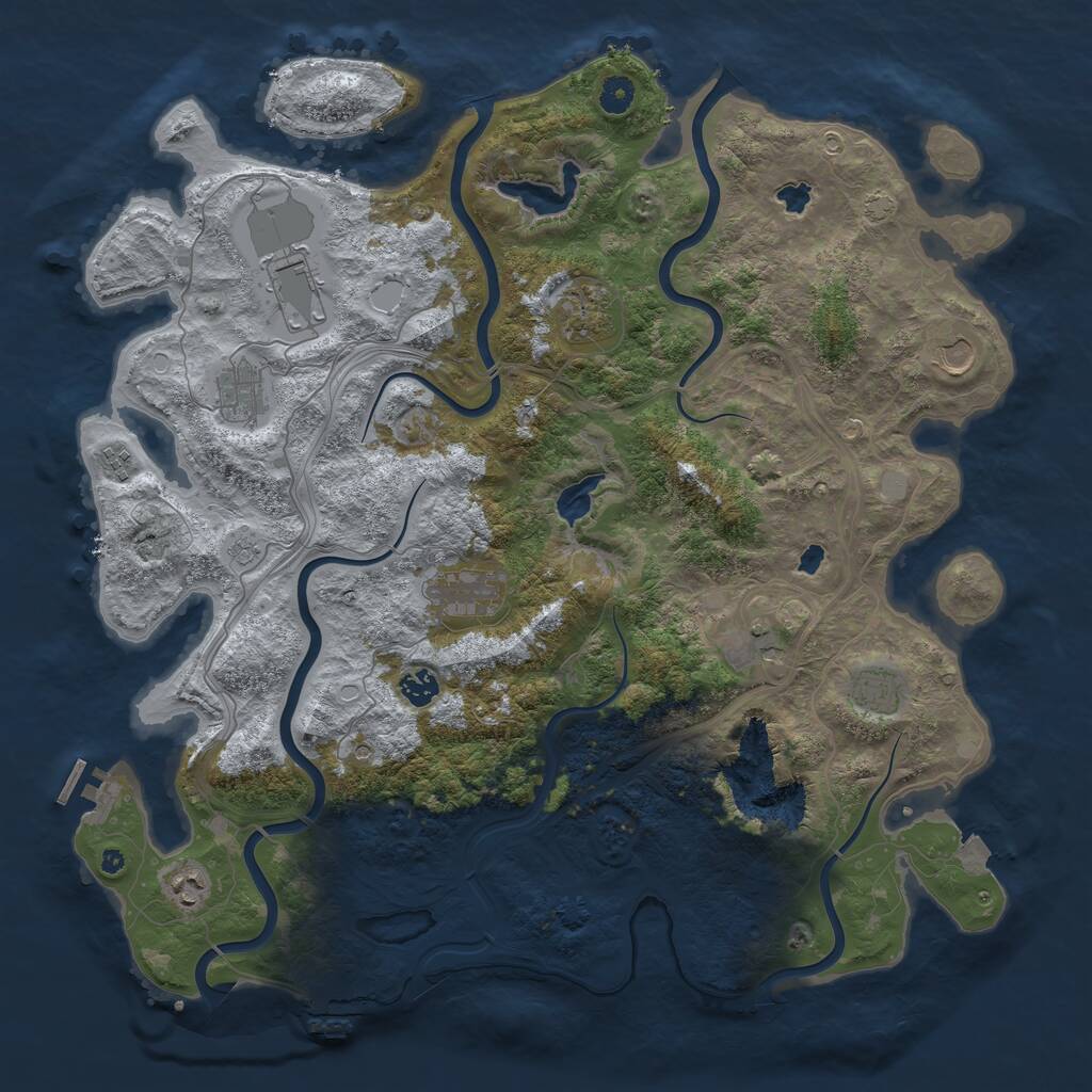 Rust Map: Procedural Map, Size: 4500, Seed: 1832839073, 16 Monuments