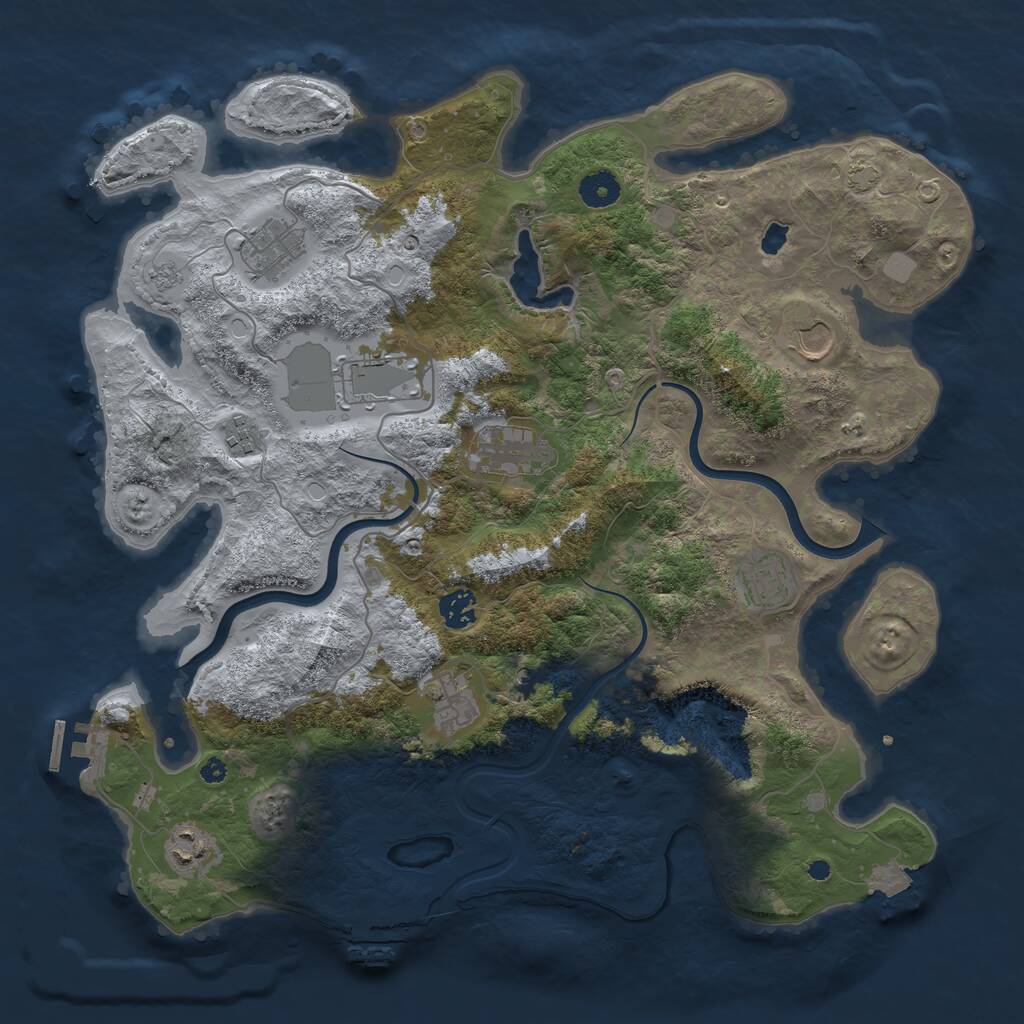 Rust Map: Procedural Map, Size: 4000, Seed: 1832839073, 15 Monuments