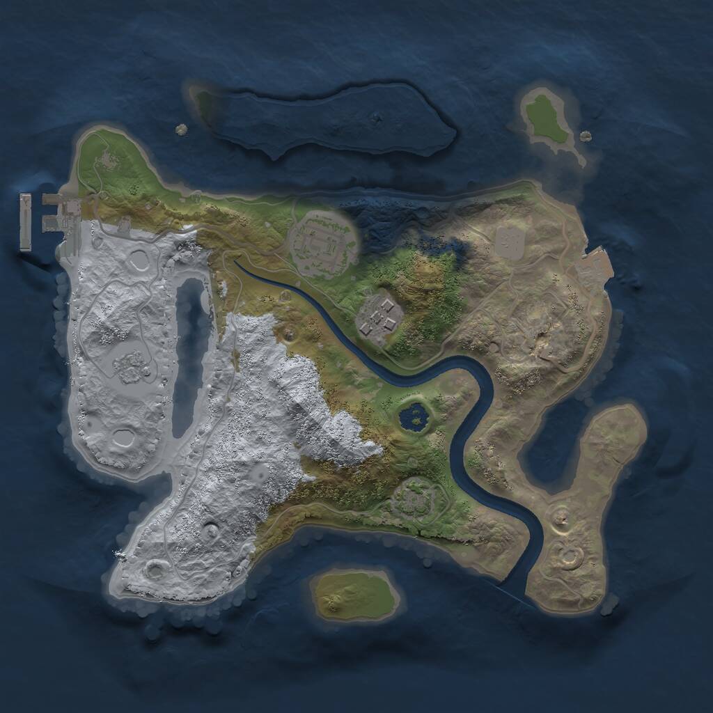 Rust Map: Procedural Map, Size: 2500, Seed: 1597, 6 Monuments