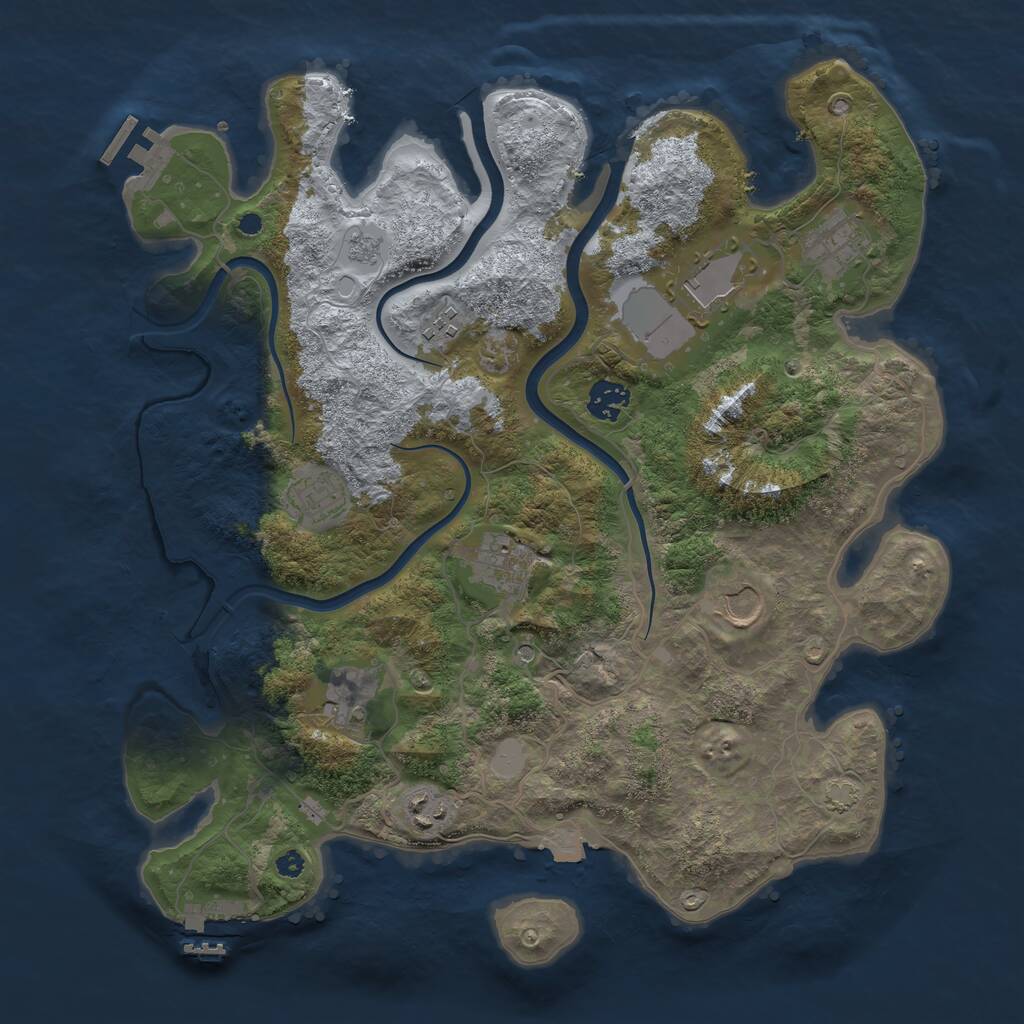 Rust Map: Procedural Map, Size: 3750, Seed: 2091797902, 15 Monuments