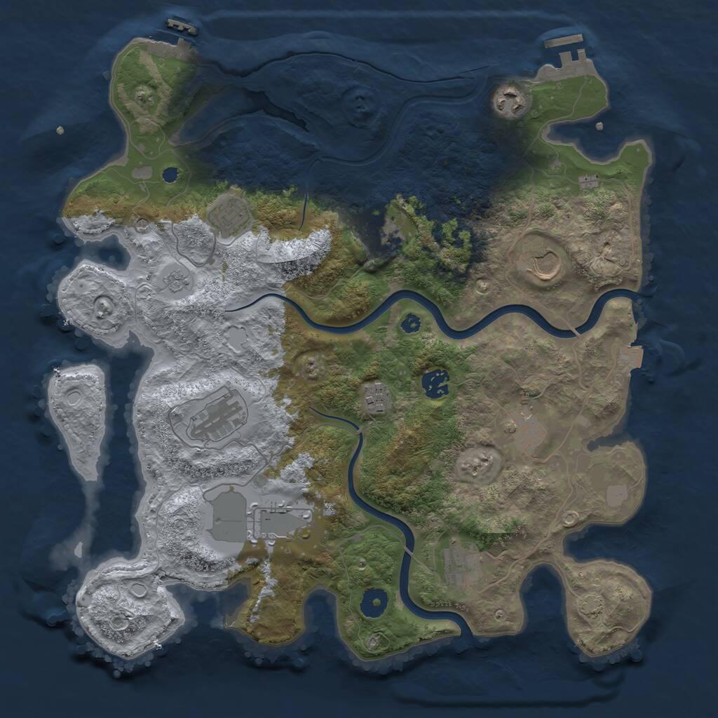 Rust Map: Procedural Map, Size: 3750, Seed: 2023781066, 16 Monuments