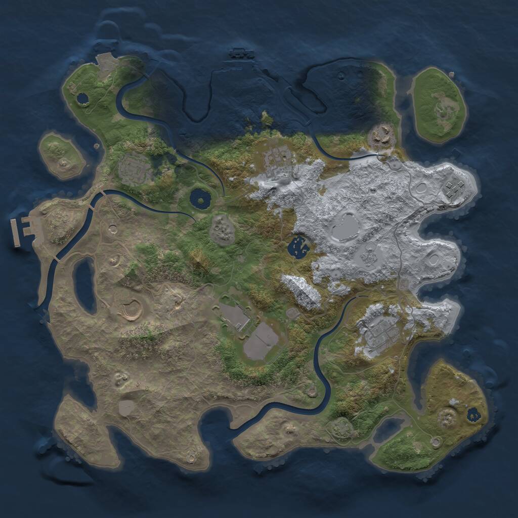 Rust Map: Procedural Map, Size: 3700, Seed: 3291, 14 Monuments