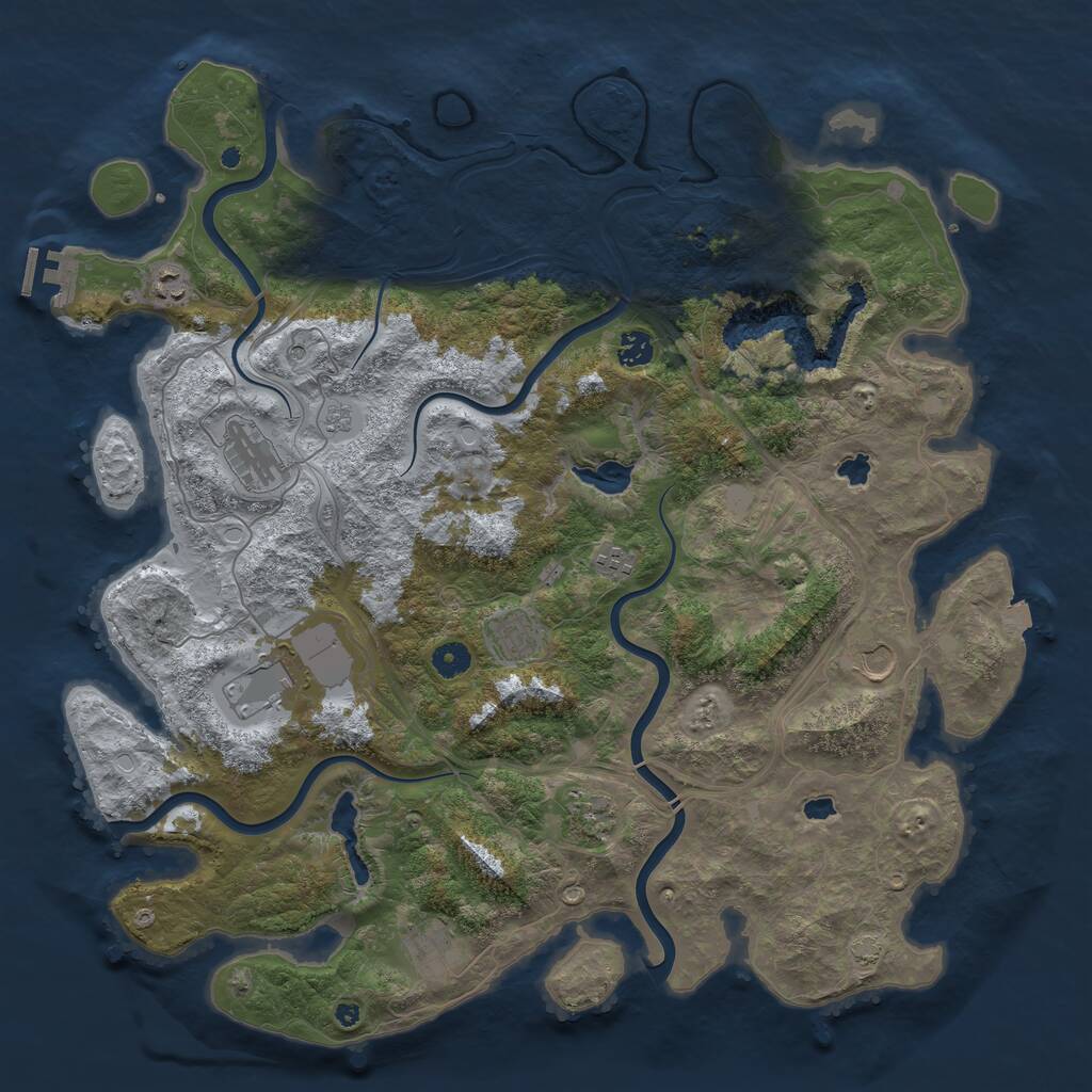 Rust Map: Procedural Map, Size: 4500, Seed: 1723220783, 14 Monuments