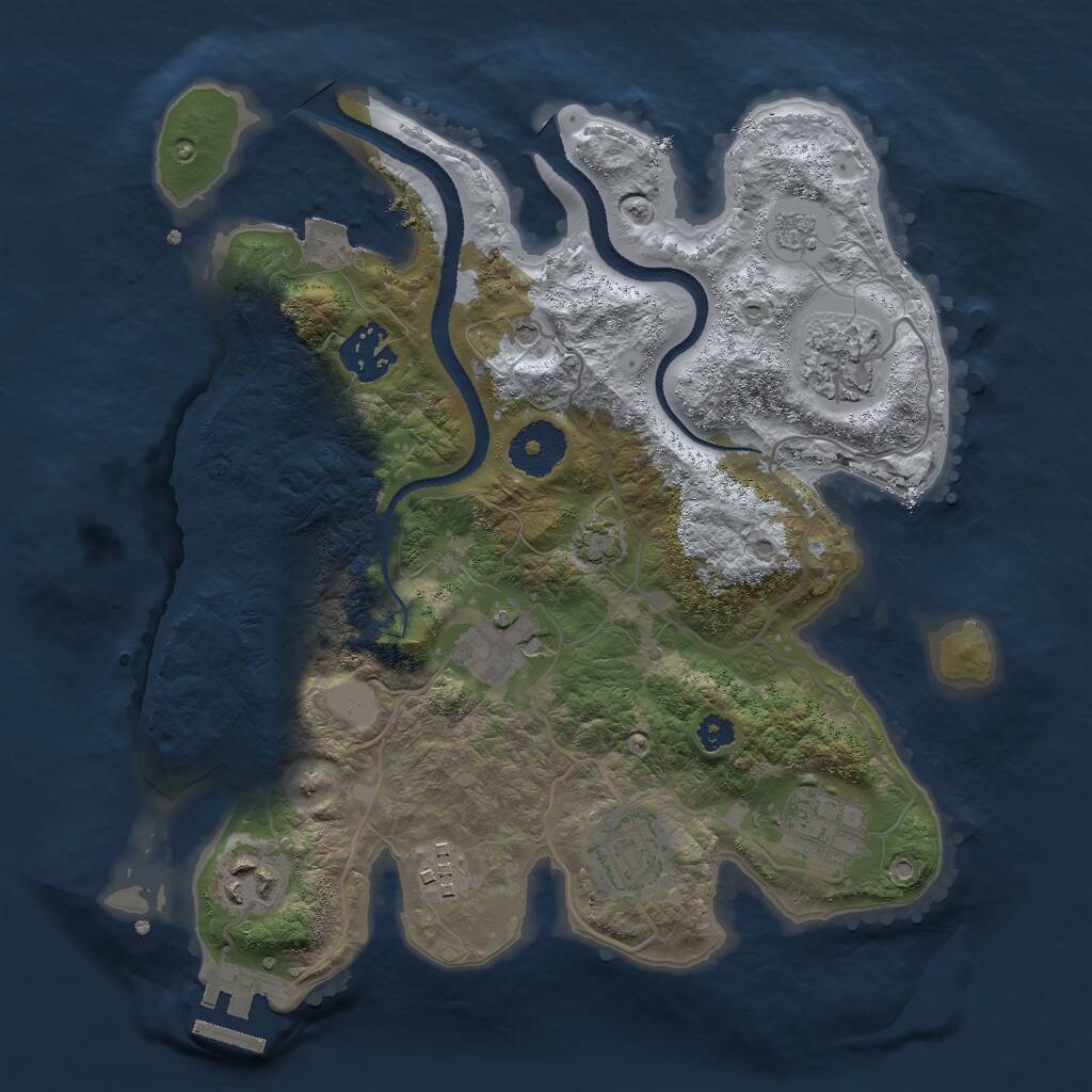 Rust Map: Procedural Map, Size: 3000, Seed: 33887476, 12 Monuments