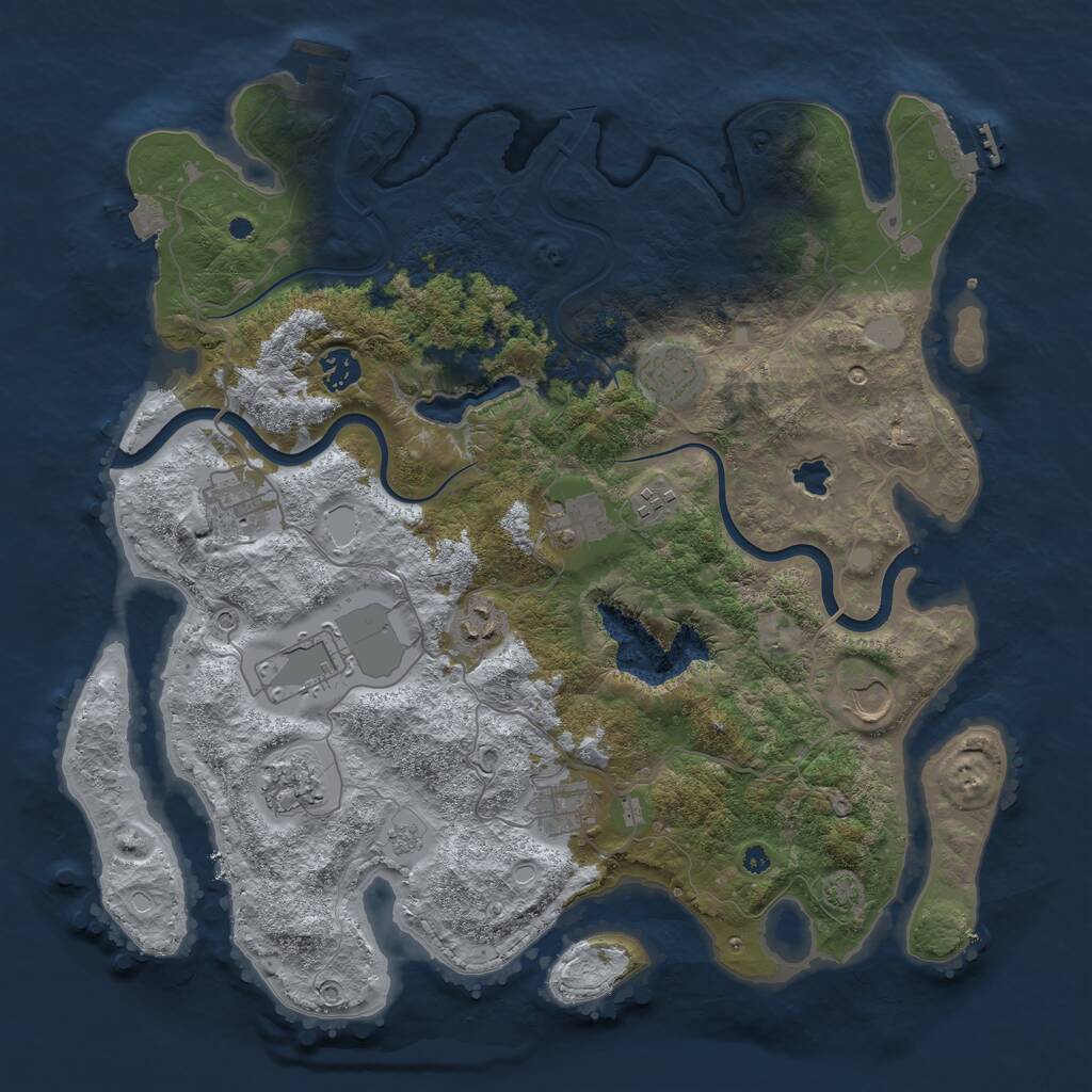 Rust Map: Procedural Map, Size: 4000, Seed: 198212298, 16 Monuments