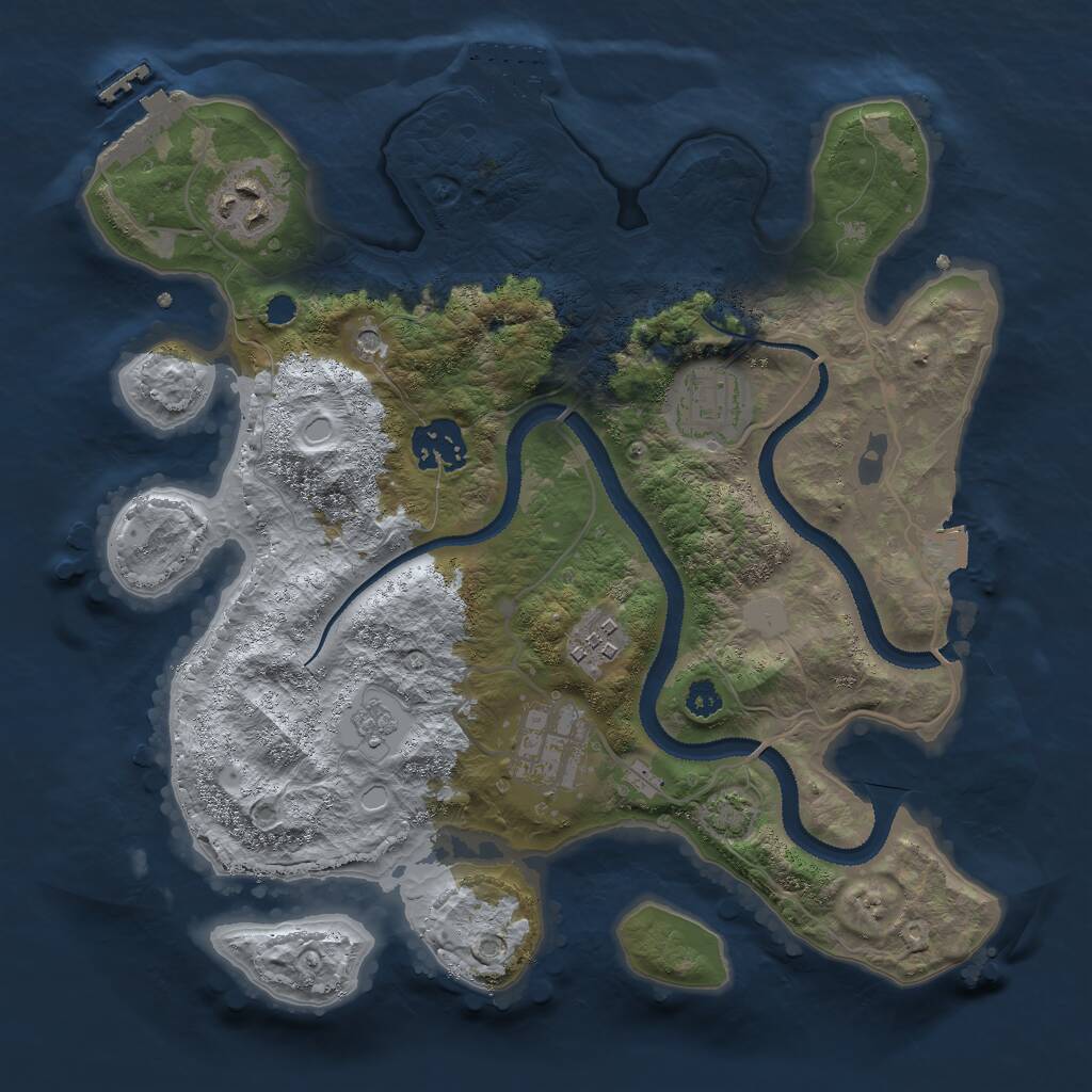 Rust Map: Procedural Map, Size: 3000, Seed: 528098695, 11 Monuments