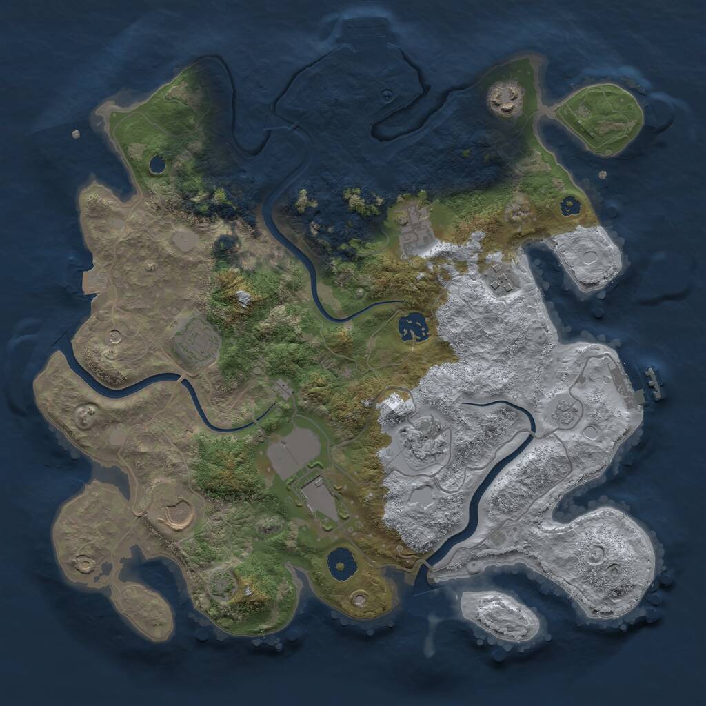 Rust Map: Procedural Map, Size: 3500, Seed: 918655677, 14 Monuments