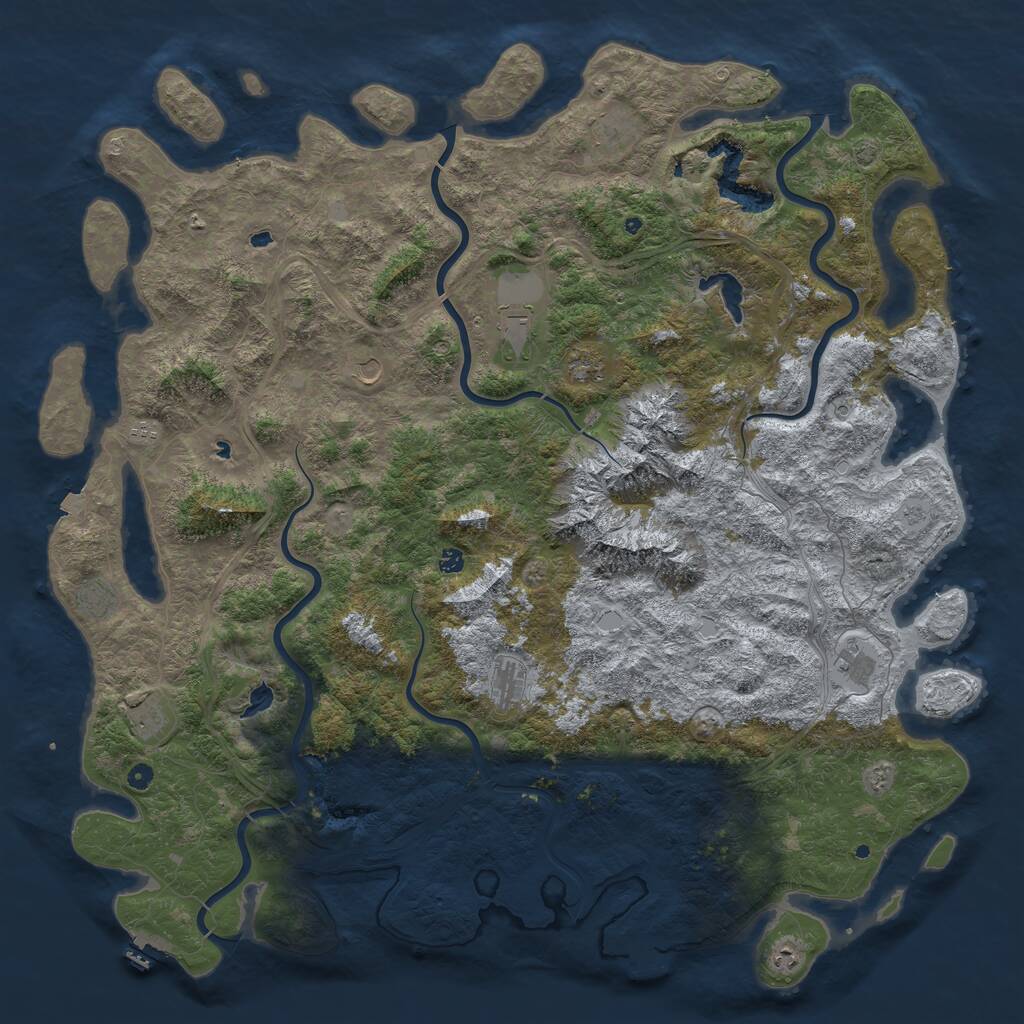Rust Map: Procedural Map, Size: 6000, Seed: 137155359, 17 Monuments
