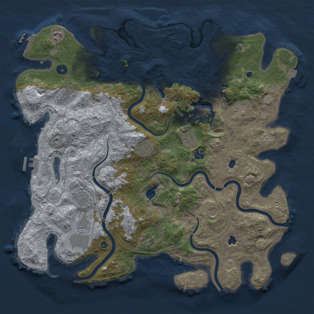 Rust Map: Procedural Map, Size: 4500, Seed: 1492022213, 17 Monuments