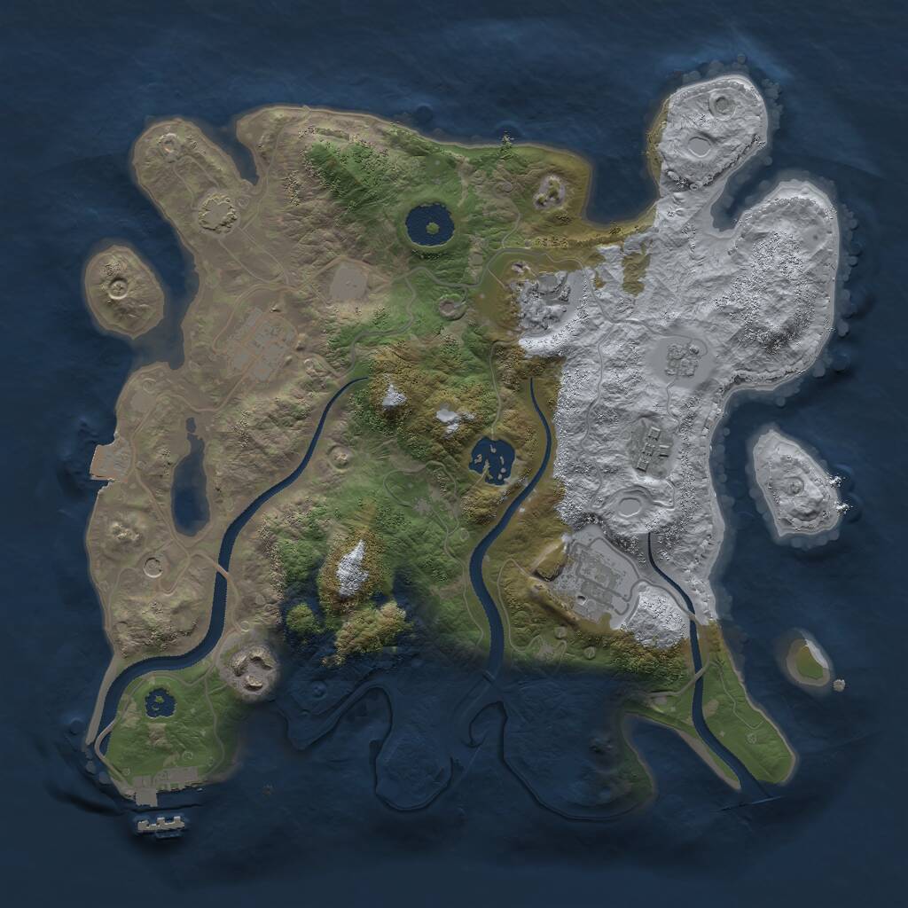 Rust Map: Procedural Map, Size: 3000, Seed: 884162159, 11 Monuments