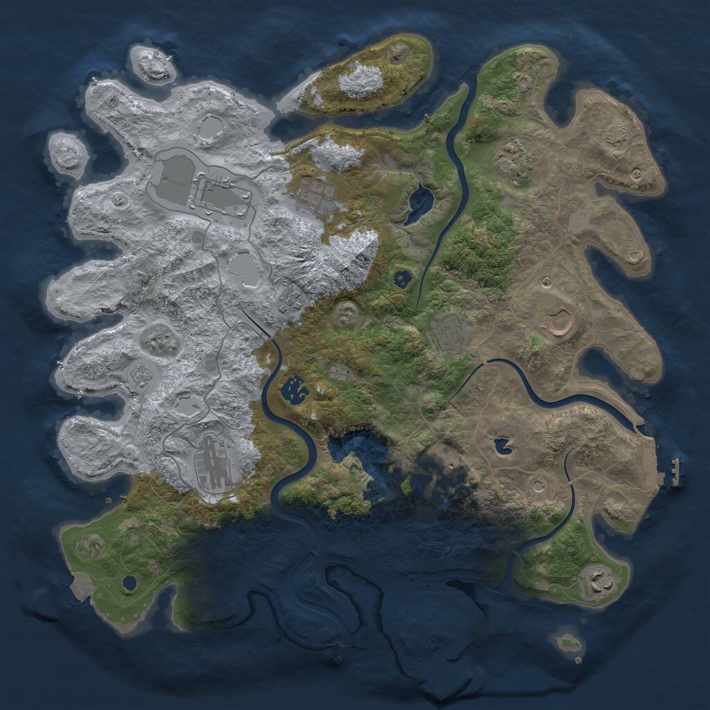Rust Map: Procedural Map, Size: 4000, Seed: 1027607961, 16 Monuments