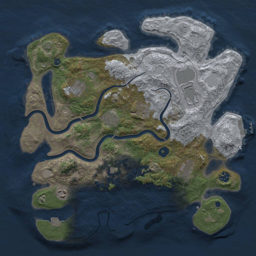 Rust Map: Procedural Map, Size: 3750, Seed: 1848217796, 15 Monuments