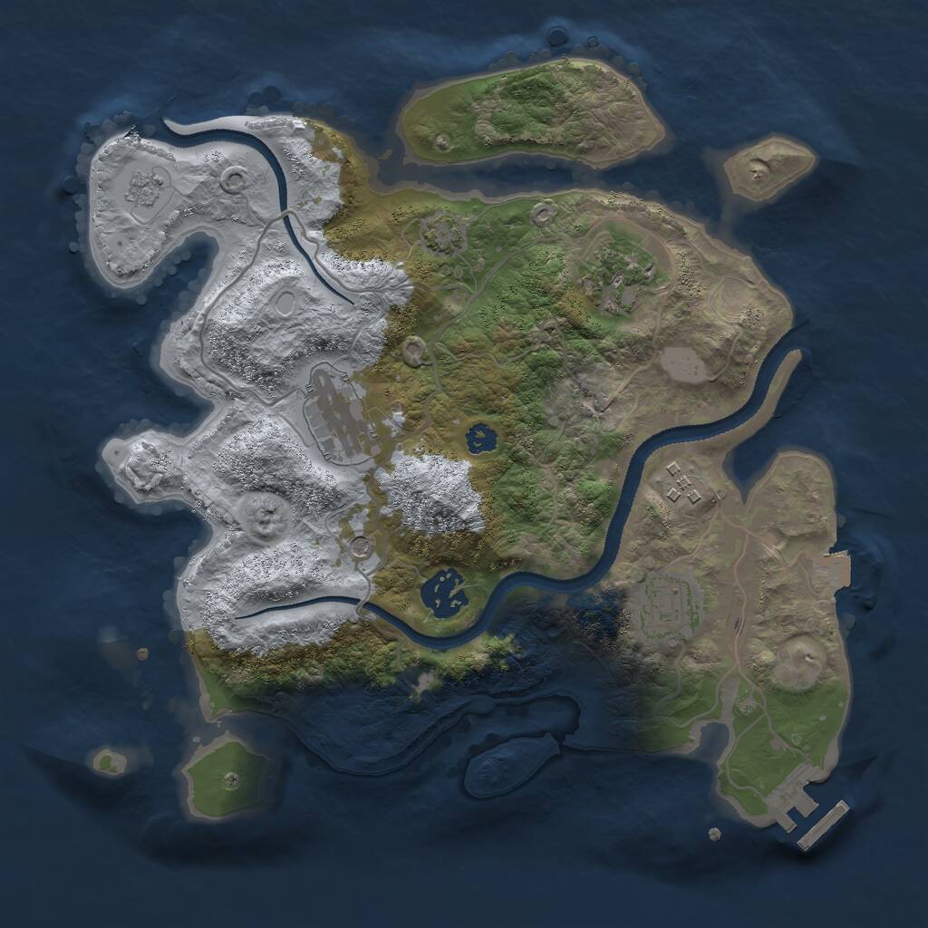 Rust Map: Procedural Map, Size: 3000, Seed: 2318409, 10 Monuments