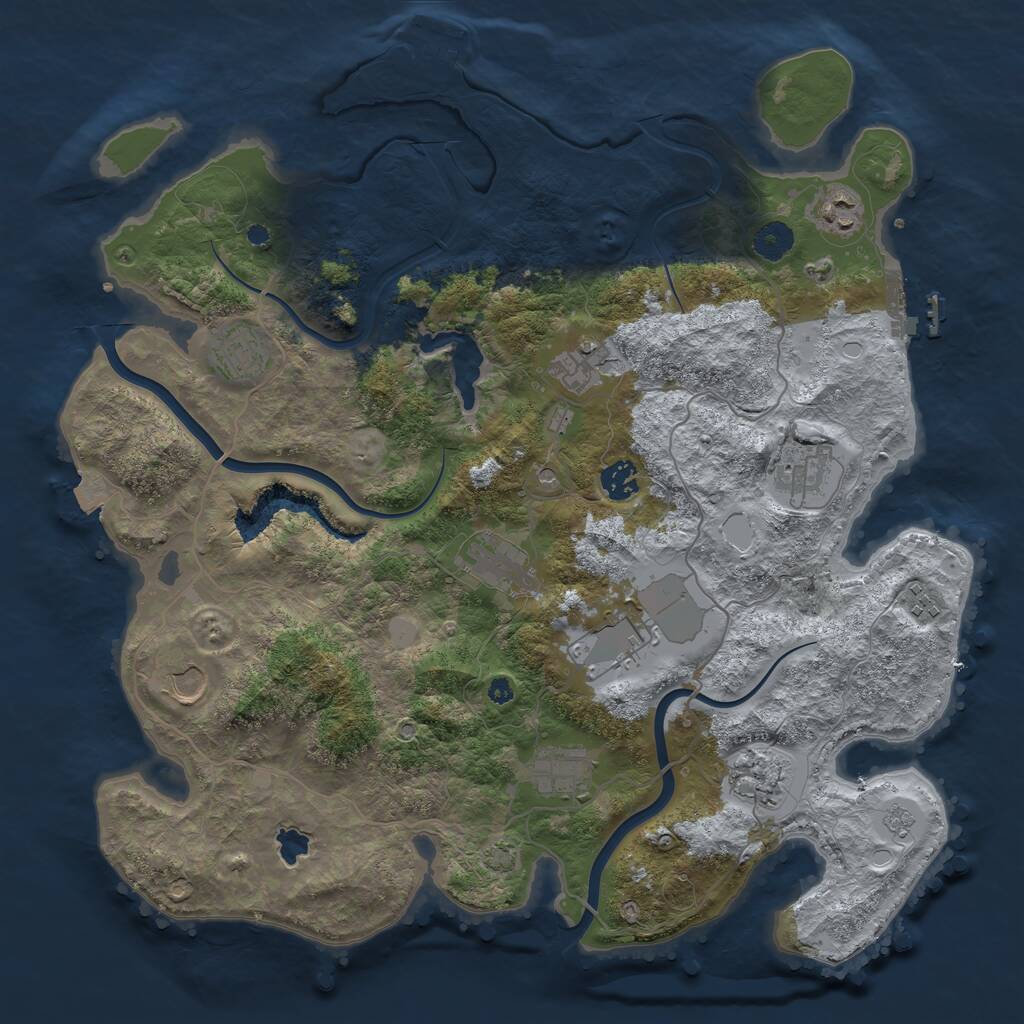 Rust Map: Procedural Map, Size: 4000, Seed: 1216598991, 17 Monuments