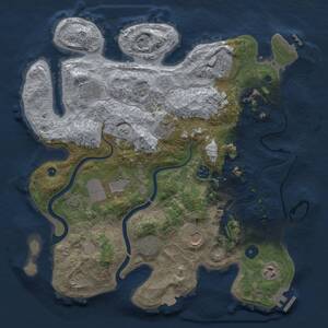Thumbnail Rust Map: Procedural Map, Size: 3750, Seed: 1206245675, 15 Monuments