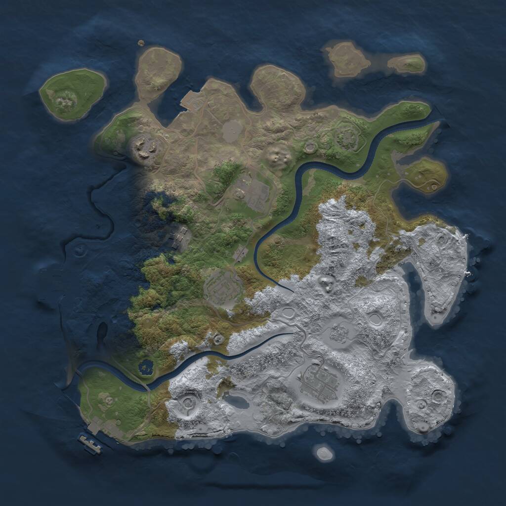 Rust Map: Procedural Map, Size: 3200, Seed: 999888777, 11 Monuments