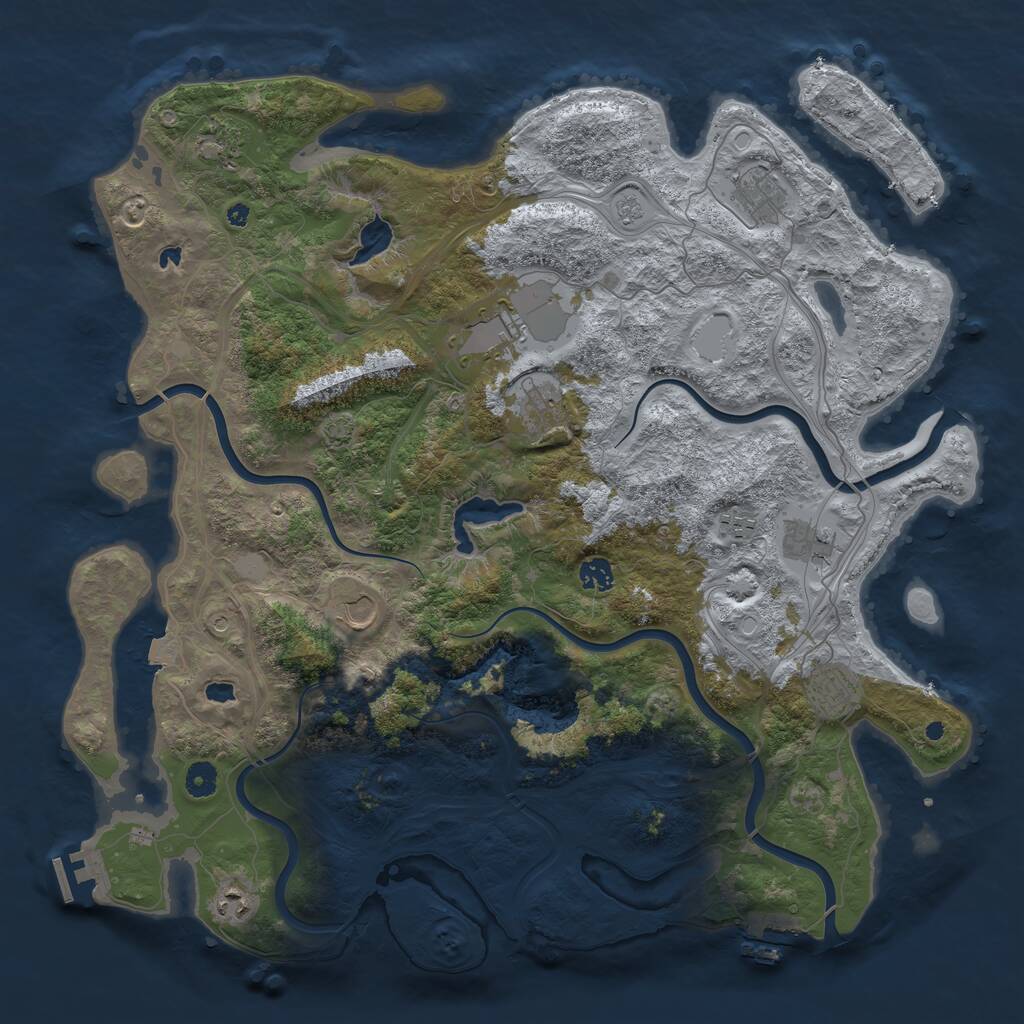 Rust Map: Procedural Map, Size: 4500, Seed: 651672677, 16 Monuments