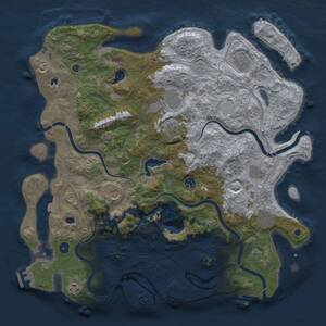 Thumbnail Rust Map: Procedural Map, Size: 4500, Seed: 651672677, 16 Monuments