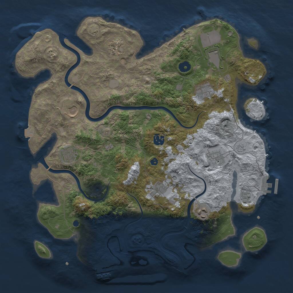 Rust Map: Procedural Map, Size: 3850, Seed: 59, 16 Monuments