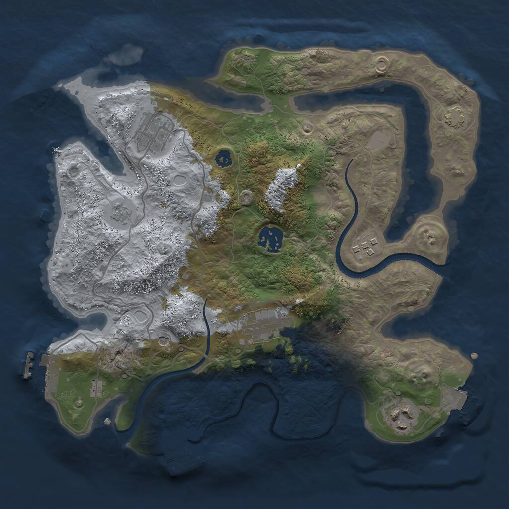 Rust Map: Procedural Map, Size: 3000, Seed: 57177, 11 Monuments